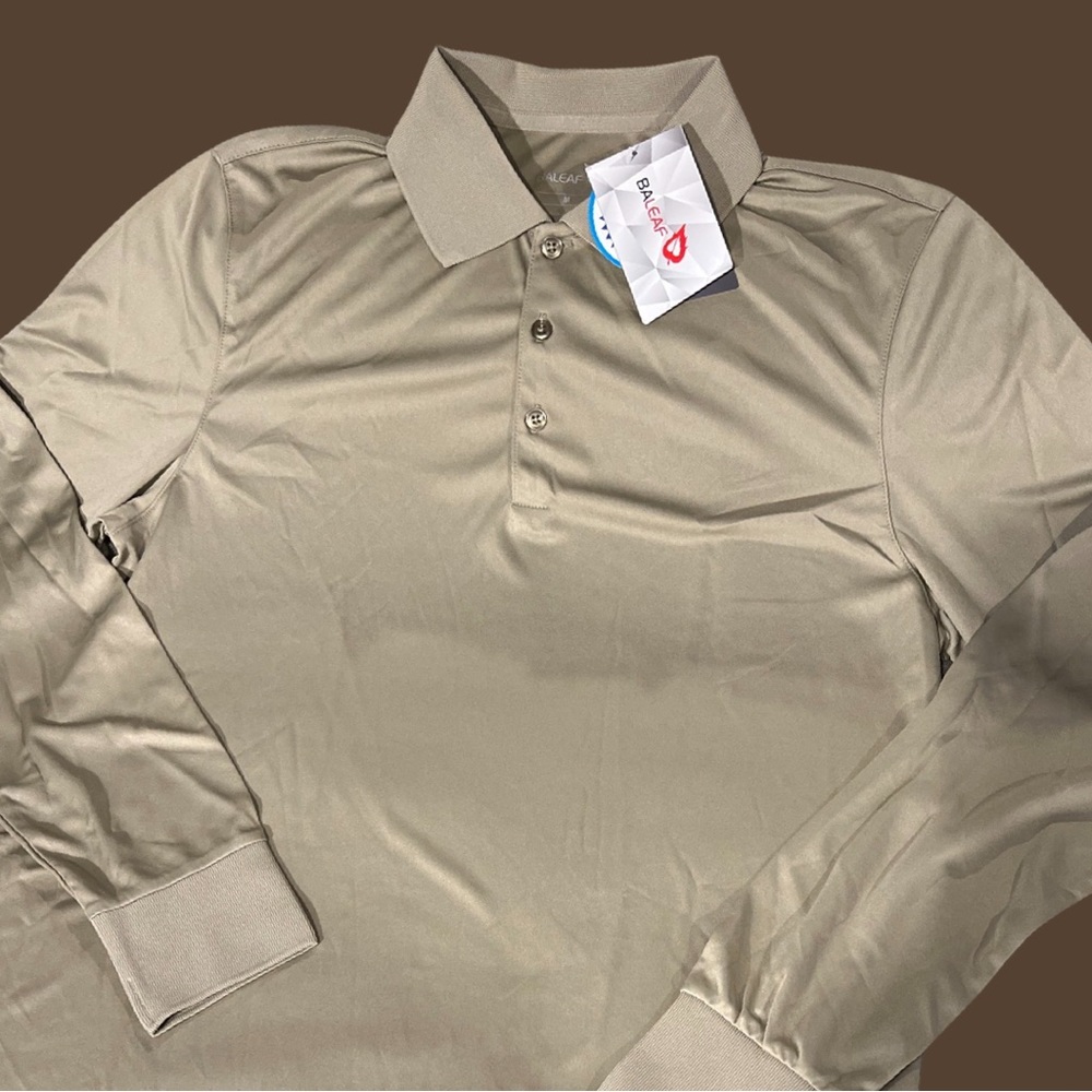 NWT Baleaf men’s MED UV 50+ long sleeve polo (khaki/sand)